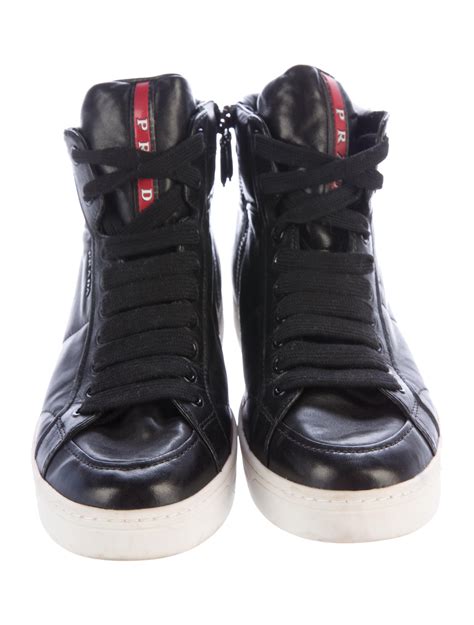 prada leather high top sneakers.